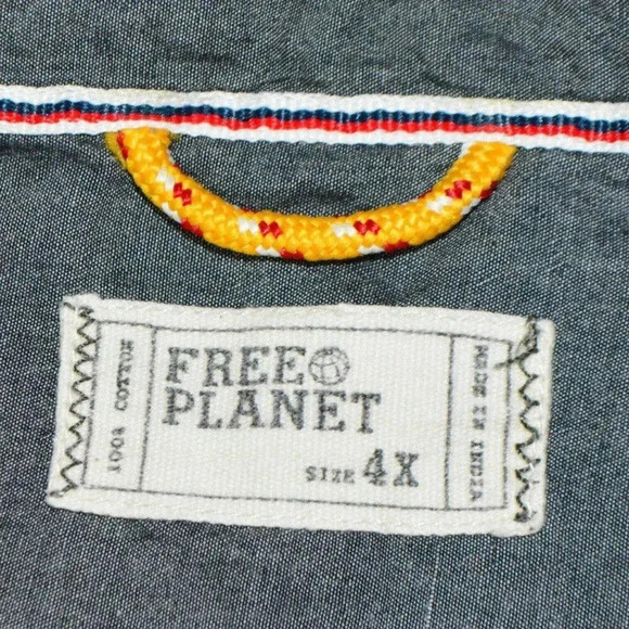 FREE PLANET Gray Leaf Reverse Print Casual Button - Picture 4 of 10